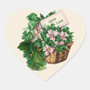 Sticker Cœur Shamrock irlandais St. Patrick Floral Panier Relig