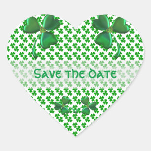 Sticker Cœur Shamrock personnalisé Enregistrer la date Irlandai