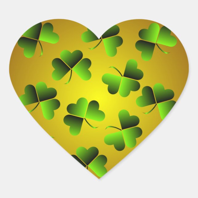 Sticker Coeur Shamrock Vert et Or (Devant)