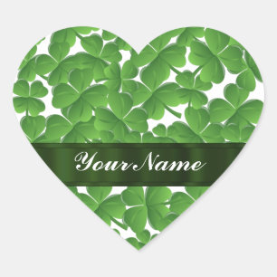 Sticker Cœur Shamrocks irlandais verts personnalisés
