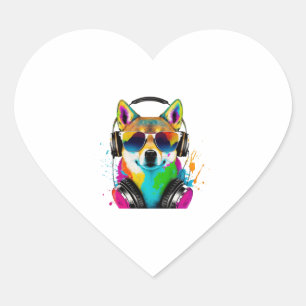 Sticker Cœur Shiba Inu profite de la vie