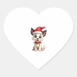 Sticker Cœur Shih Tzu Père Noël Arbre de Noël Lumières Xmas Amo