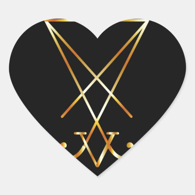 Sticker Cœur Sigil de Lucifer - Un symbole du satanisme (Devant)