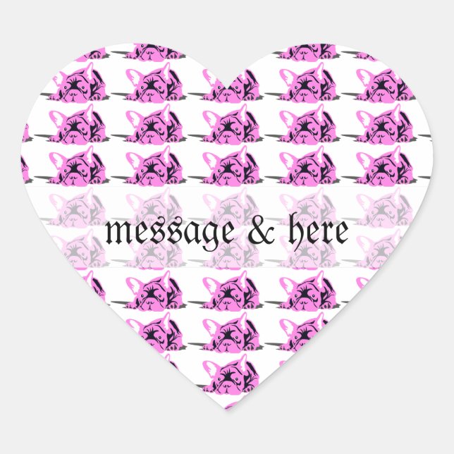 Sticker Cœur Silhouette de Bouledogue Français (Devant)