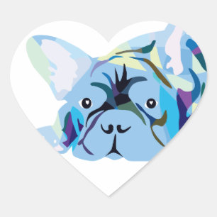 Sticker Cœur Silhouette de Bouledogue Français