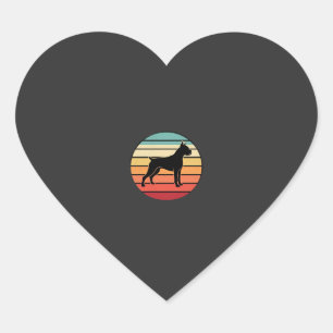 Sticker Cœur Silhouette de chien Boxer Rétro Vintage au coucher