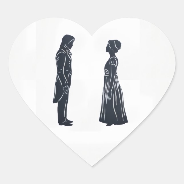 Sticker Cœur Silhouette de Darcy et Elizabeth (Devant)
