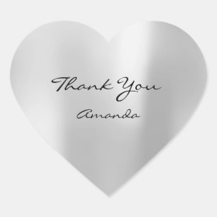 Sticker Cœur Silver Grey Beauté Nom Coeur nuptial Merci
