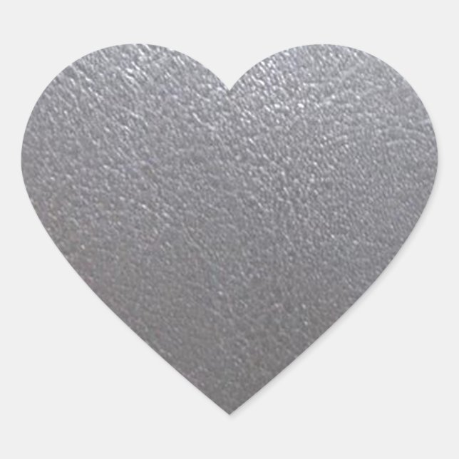 Sticker Cœur SILVER Grey Sparkle : Leather Look Finish (Devant)