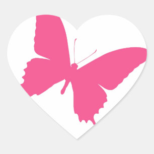 Sticker Cœur Simple conception papillon rose