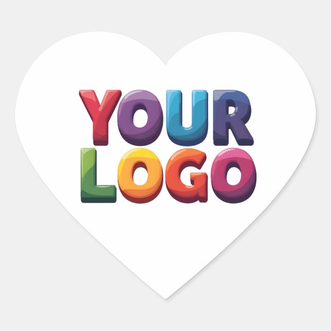 Sticker Cœur Simple Custom Logo and Text Business (Devant)