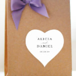 Sticker Cœur Simple minimaliste élégant mariage faveur étiquett<br><div class="desc">Élégant simple minimaliste mariage faveur cadeau coeur forme autocollant avec un élégant élégant script de calligraphie chic élégant. Facilité de personnalisation avec vos détails ! Convient pour les mariages de thème neutres formels. Veuillez noter que la couleur arrière - plan peut être modifiée pour correspondre à votre jeu de couleurs...</div>