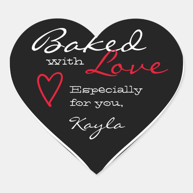 Sticker Cœur Simple Noir Rouge Blanc Fait Amour Coeur Forme Coe (Devant)