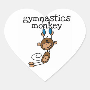 Sticker Cœur Singe de la gymnastique