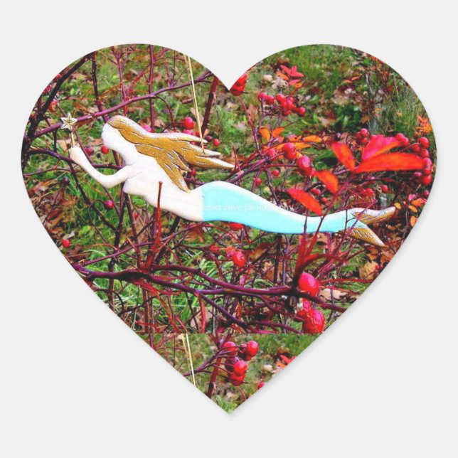 Sticker Cœur sirène à cheveux dorés (Devant)