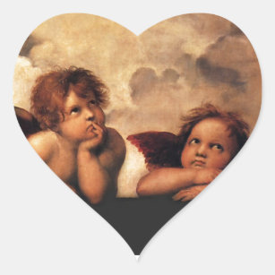 Sticker Cœur Sistine Madonna 2 anges par Raphael