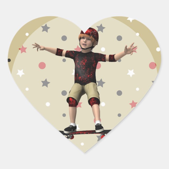 Sticker Cœur Skateboardeur (Devant)