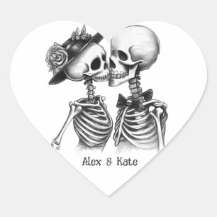 Sticker Cœur Skeleton Couple