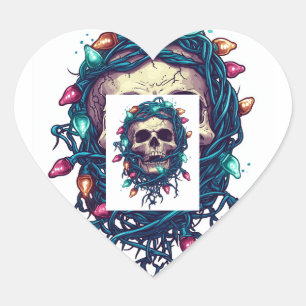 Sticker Cœur Skullmas � drôles Xmas Squelette