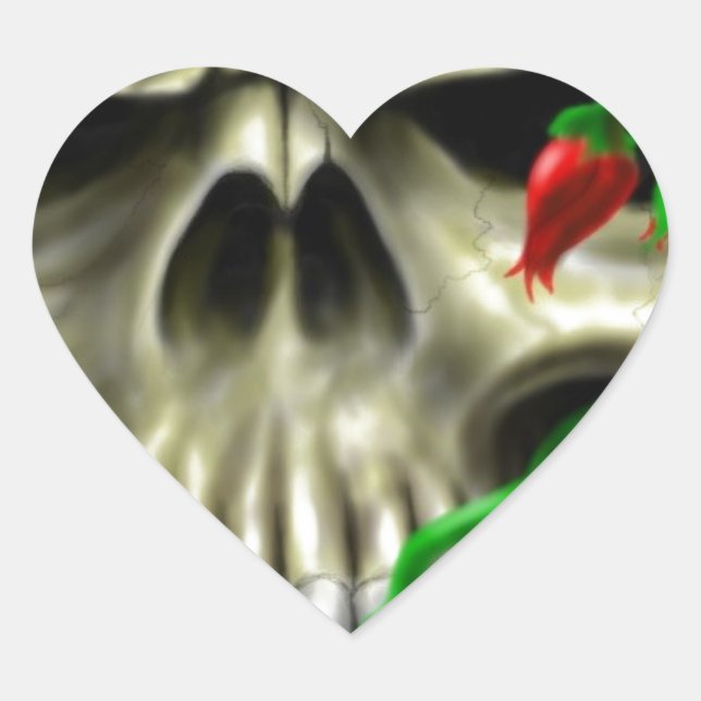 Sticker Cœur Skuls et Roses Airbrush personnalisé Artiste origi (Devant)