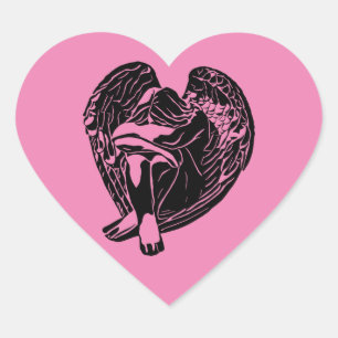 Sticker Cœur Sleeping Angel fille Imaginaire religieux art abst
