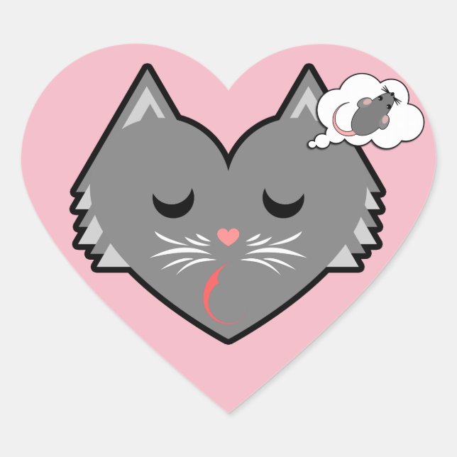 Sticker Cœur Sleepy Heart Kitty Dreams (Devant)