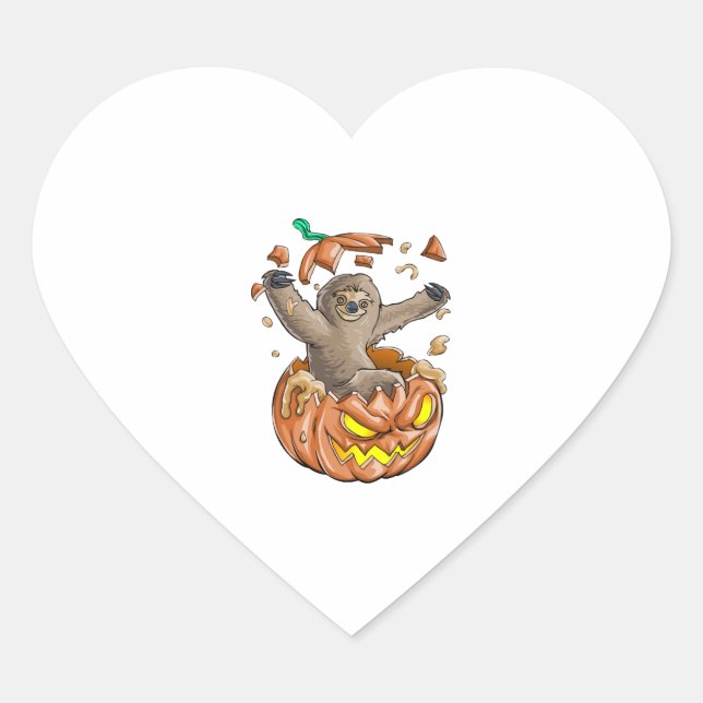 Sticker Cœur Sloth Citrouille Halloween (Devant)