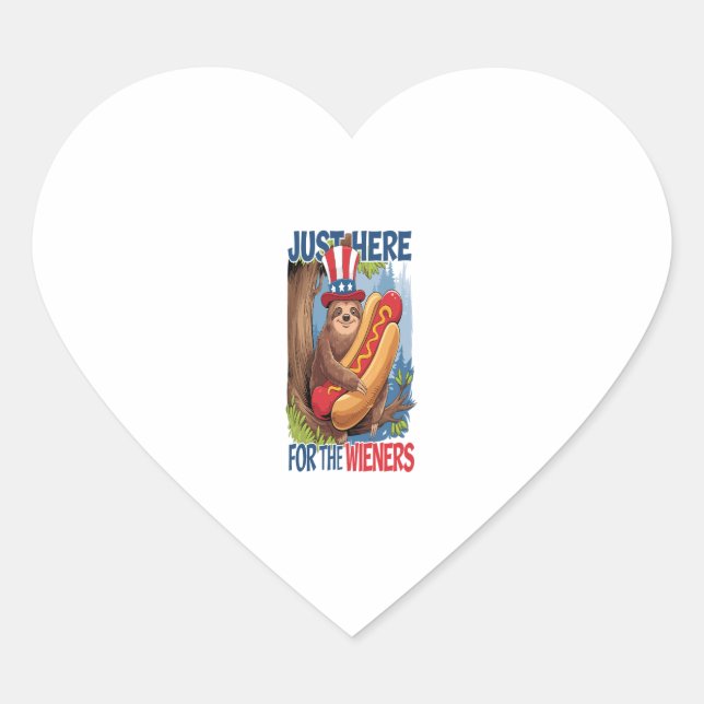 Sticker Cœur Sloth Hot Dog 4 juillet BBQ (Devant)