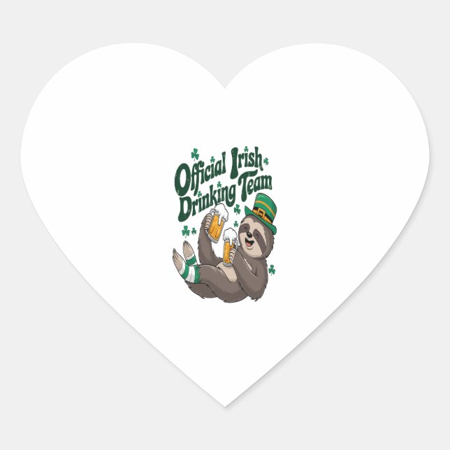 Sticker Cœur Sloth Irish Drinking St Patrick's Day (Devant)