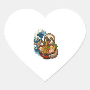 Sticker Cœur Sloth Mange Japonais Ramen