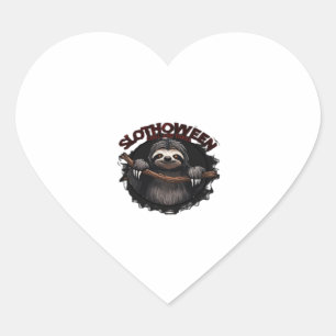 Sticker Cœur Slothoween Chill And Thrill - Déplaisant Sloth Cla