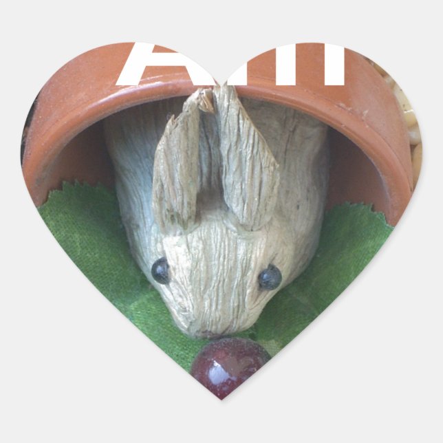 Sticker Cœur Snacking de lapin mignon (Devant)