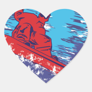 Sticker Cœur Snowboardeur cool
