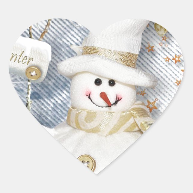 Sticker Cœur Snowman hiver froid (Devant)
