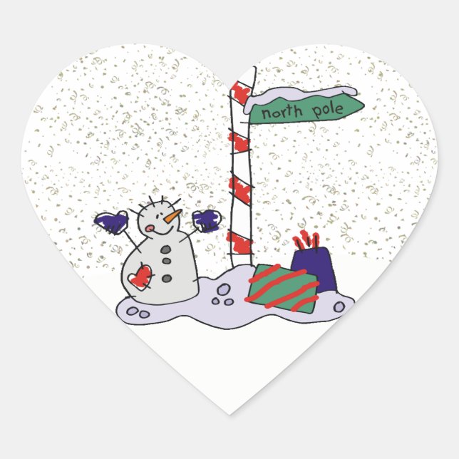 Sticker Cœur Snowman & Pôle Nord - (Devant)