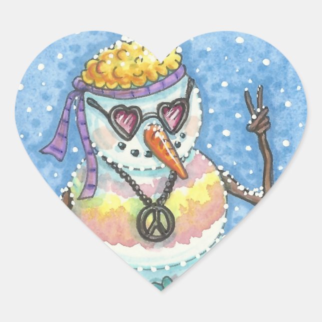 Sticker Cœur SNOWMAN super, SIGNE DE PAIX BÂTIMENTS DE NOËL (Devant)