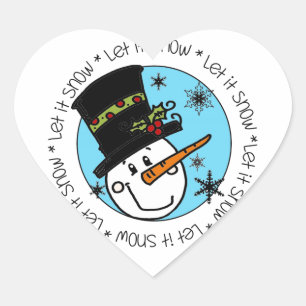 Sticker Cœur Snowman Vacances D'Hiver Laisser Neige
