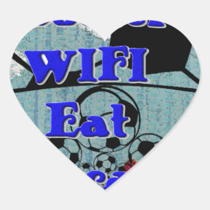 Sticker Cœur Soccer WIFI Manger Rêve - Sport amusant Art Imprim