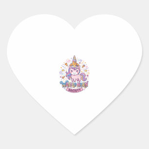Sticker Cœur Société de cornes de gaufres de licorne Prêt à imp