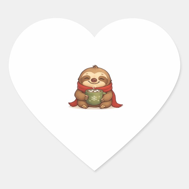 Sticker Cœur Soirée de Noël avec chocolat chaud - Cute Win (Devant)