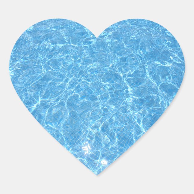 Sticker Cœur Soirée Piscine Élégante Personnalisée Blanc Bleu (Devant)
