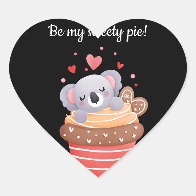 Sticker Cœur Sois mon invitation à gâteau sucré koala (Devant)