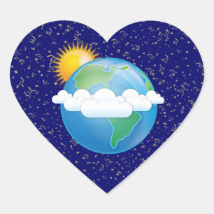 Sticker Cœur Soleil et Terre -