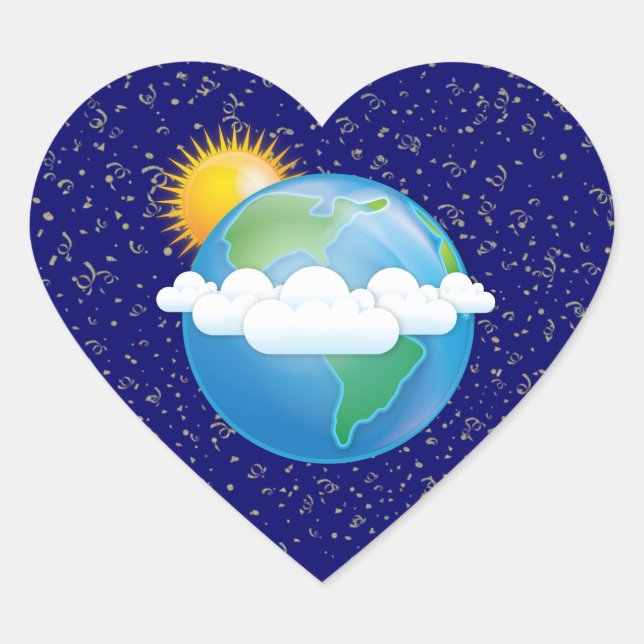 Sticker Cœur Soleil et Terre - (Devant)