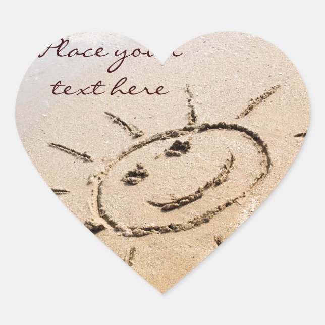 Sticker Cœur Soleil Sur La Plage (Devant)