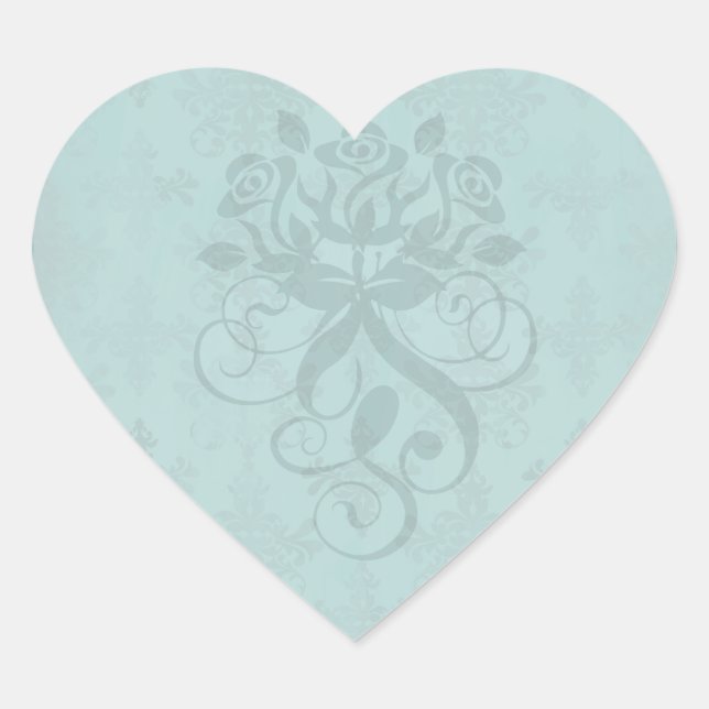 Sticker Cœur sombre bleu turquoise vert foncé (Devant)