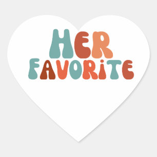 Sticker Cœur Son Favori Cadeau de Mariage Retro Coloré Groovy 