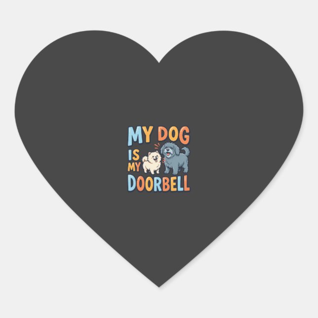 Sticker Cœur Sonnette Drôle pour Amoureux de Chiens (Devant)