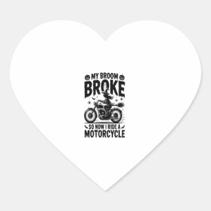 Sticker Cœur Sorcière à moto Halloween