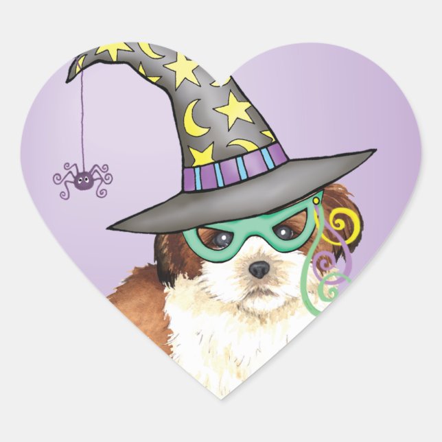 Sticker Cœur Sorcière de Shih Tzu (Devant)
